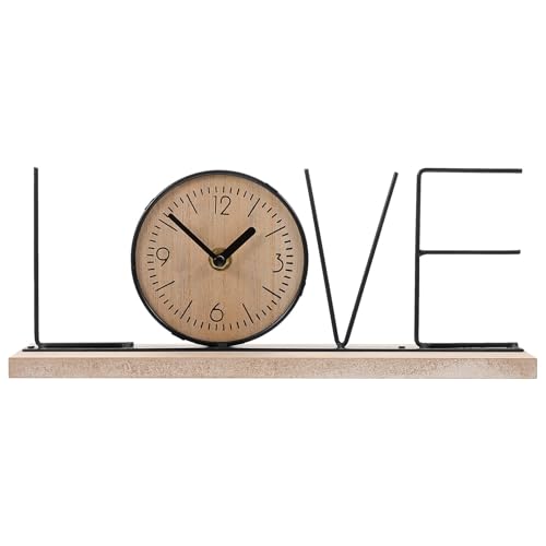 GALPADA Reloj De Escritorio Silencioso con Letras En IngléS Reloj Decorativo De Mesa CláSico para Sala De Estar Oficina Y DecoracióN De Escritorio
