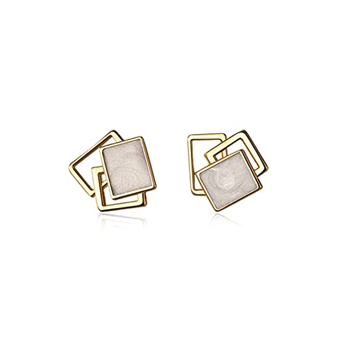 Boucles d'oreilles carrées en argent 925 émaillé asymétrique