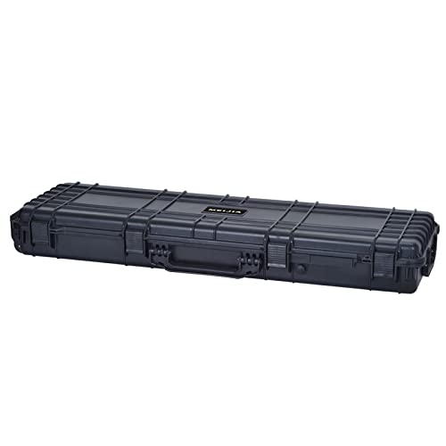 MEIJIA Portable Rolling All Weather Rifle Hard Case with Wheels Customizable Fit Foam Insert Elegant Black 48.42x16.14x6.29inches