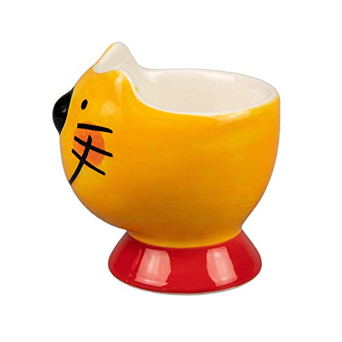 Wd - 2 Pcs Cute Cat Shape Ceramic Soft Or Hard Boiled Egg Cup Holder - For Breakfast Brunch Soft Boiled Egg Holder Container Stand -Collection Set Light Yellow Color #TOP6
