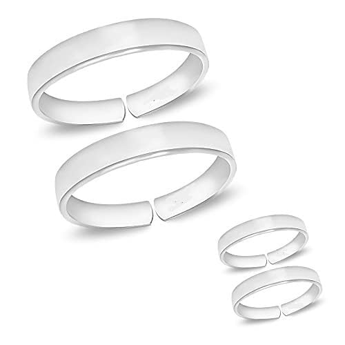 Toe Ring Artificial Silver Abstract Pattern Design Toe Ring Adjustable Jewelry for Women. Combo of 1 Pair Thumb & 1 Pair Finger Size Silver Toe Rings. (023-2PAIRS)-image-28