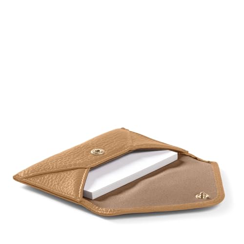 Leatherology Camel Envelope Card Case - Holds up to 30 business cards, light gold hardware, compact and functional2