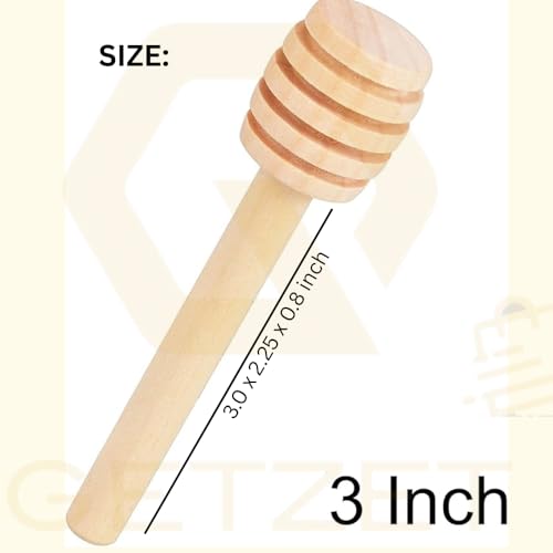 Image of Honey Dipper Stick, 6 pcs Wooden Perfect for Honey Spoon, Mini 3 Inch Wooden Wands Dispense Drizzle and Wedding Party. (Wooden Color)