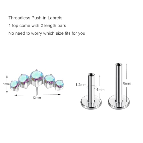 G23 Titanium Flat Back Earrings Studs 18g 16g F136 Implant Grade Titanium Labrets Press Fit Threadless Push In Dainty Cartilage Helix Conch Lobe Lip Tragus Piercing Jewelry2