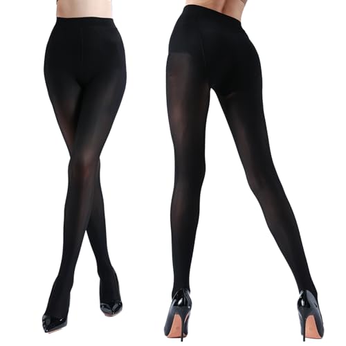 2 Pack Women's Shiny tights Control Top,Shimmery High Waist Pantyhose 40 Denier Run Resistant Quality Nylons2