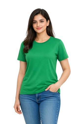 Image of Hangout Hub HH95 Tshirt for Womens | Regular Fit | Super Combed Cotton Women T-Shirt | Solid Plain Tees | Round Neck T Shirt | Half | Pack of 2 | 3 | 4 | 5 | 6