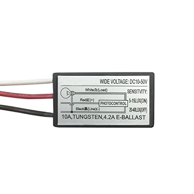 2 Pack DC8-50V Photoelectric Light Control Switch Dusk to Dawn, 5A Photocell Control Light Sensor Switch, for Outdoor Lighting(DC 12V 24V 36V 48V)