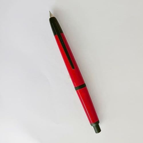 Image of GOLD LEAF Jinhao 20 Press Retractable Fountain Pen - Fine Nib with Converter - Plastic Body & Metal Clip - Multiple Colors - Smooth Writing Pen (No Ink Included) (Palace Red (Black Clip))