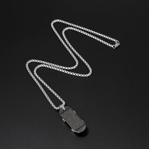 Collar con cruz de acero titanio patineta colgante religioso de oración cristiana hombre 3