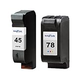 INK E-SALE Cartouches d'encre Remanufacturées pour HP 45 78 Compatible avec HP Officejet 1170 G55 G85 Deskjet 1180c 1220c 1280 Photosmart 1000 1100 1115 1215 P1000 Copier 180 280,1 Noir 1 Couleur