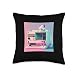 Vaperwave Aesthetic Glitch Cat Retrowave Synthwave Throw Pillow