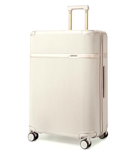 Image of Arctic Hunter 28 inch Check-in Trolley Bag Large 75cm PC Hardshell Suitcase with Multi-Pocket Storage, TSA Lock & Silent 360 TPE Wheels, Anti-Collision Design, Off-White