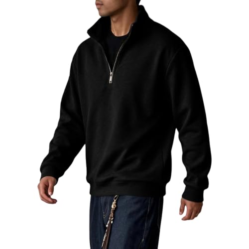Half Zip Pullover Men Mockneck Fleece Big and Tall Half Zip Pullover - image 3