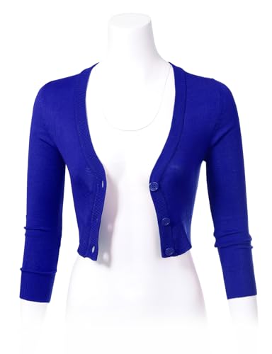 Image of Allsense Women's Cropped Bolero Shrug Cardigan | 3 /4 Sleeve, Button Down, Lightweight Knit Sweater