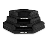 The Dog's Bed Orthopädisches Eck-Hundebett aus Memory-Schaum, Mittel, Schwarzes Plüsch, lindert Arthritis- und Hüftdysplasie-Schmerzen, Therapeutisch und Unterstützend, Tierärztlich Geprüft