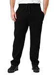 LABEL APPAREL Mens Open Hem Joggers Fleece Trousers 290 GSM Sweatpants Winter Bottoms Lined Casual Track Pant Warm Jogging Zip Side Pockets Plus Size S-8XL (XL, Black)