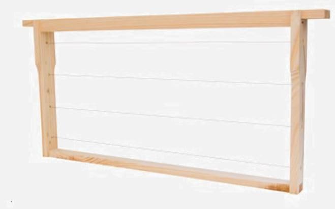 10 Zander Rähmchen inkl. 10 Stück Mittelwände Wachs / Rahmen Hoffmann-Seiten aus LINDENHOLZ; waagerechte Drahtung, Edelstahldraht und Messingösen, geleimt und getackert 477 x 220 mm