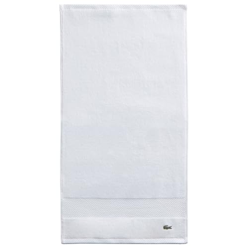 Lacoste Heritage - Toalla de Manos de algodón Supima, Color Blanco, 16 x 30 Pulgadas