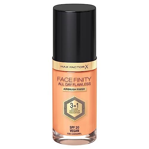 Max Factor Facefinity 3 en 1 All Day Flawless Air bursh& Vegan, Base de Maquillaje, Tono C85