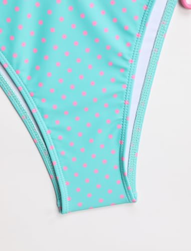 Image of ZAFUL Women's Polka Dot Bikini Set Double Layer Halter Swimsuit Colorblock Side Tie 2 Piece Bathing Suit