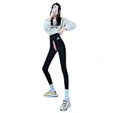 Liaeglam Women Tummy Control Workout Leggings High Waist Open Crotch Gym Petite Yoga Pants Black