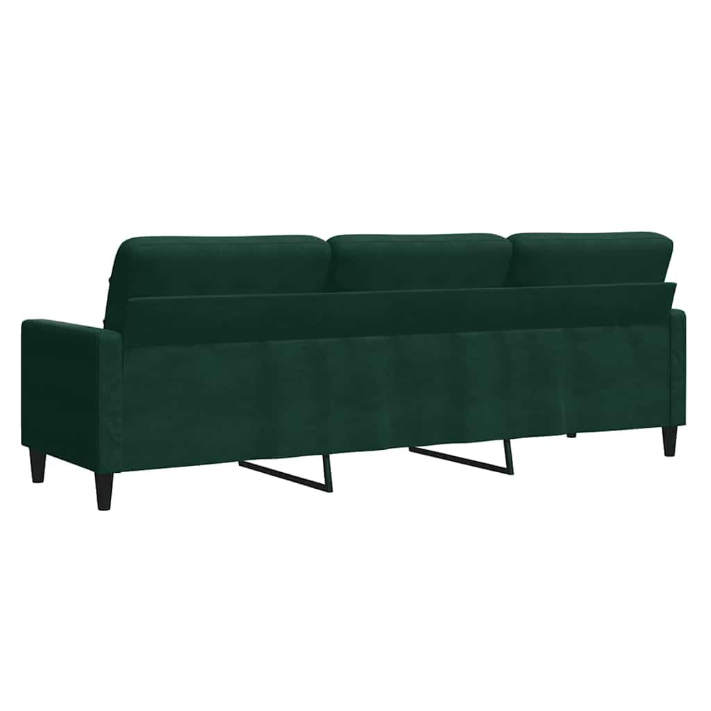 Divano a 3 Posti in Velluto Verde Scuro 226 cm per Soggiorno | Divano relax per salotto e studio con stabile telaio in metallo, imbottitura spessa e confortevole seduta da 210 cm.