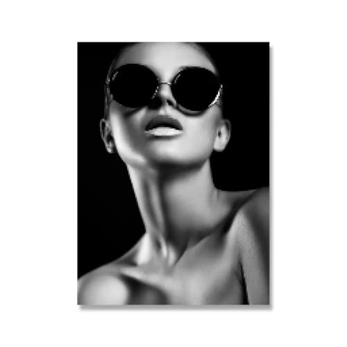Peinture et impressions artistiques premium de femme au chapeau noir 60x80 - 2