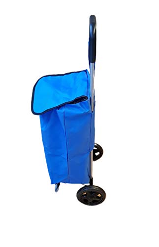 Einkaufstrolley - 27 Liter blau - 600D Polyester - mit extra Fach - Abnehmbare & regenfeste Tasche - / Klappbarer Shopper/Einkaufsroller/Handwagen – Bild 5