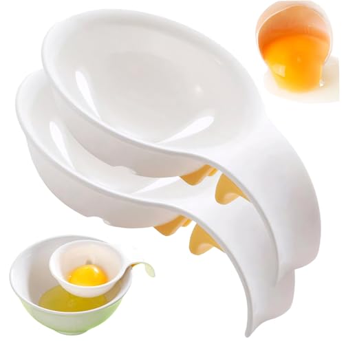 Separatore di uova da 2 pezzi, separatore di tuorlo d'uovo in plastica a forma di canestro da basket bianco con manico, estrattore di setaccio gadget da cucina bianco