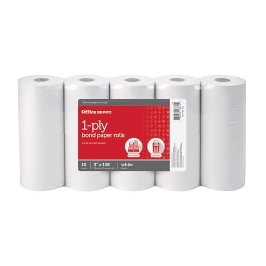 Office Depot 1-Ply Paper Rolls, 3in. x 128ft, White, Pack of 10, 109023