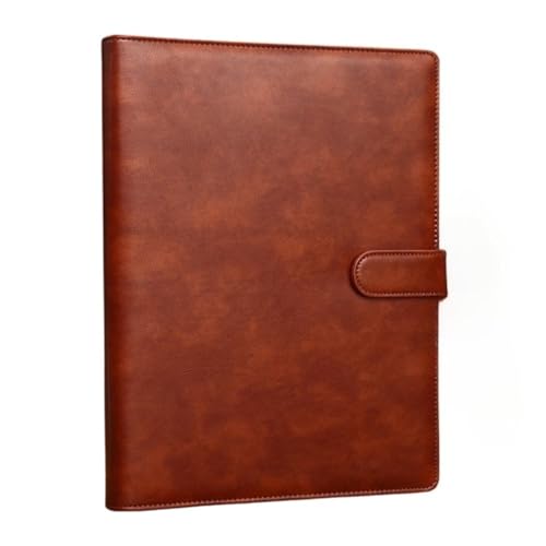 システム手帳バインダー リング 2つ折り 革 PUレザー、ノートバインダーカバー A4の紙用 リフィルで補充できるパーソナルプランナー予算管理 メモ帳用 多機能 プレゼント 4穴 160枚 1冊 (ブラウン,A4)