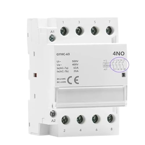 Contacteur AC rail DIN 4P 63A 3NO1NC modulaire maison borne - 4