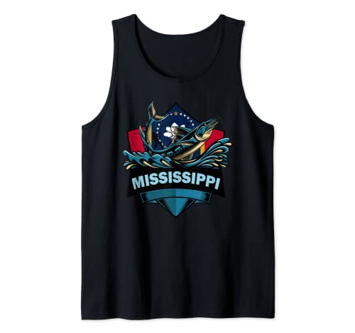 Fishing in Mississippi - Retro Mississippi Fishing Tank Top