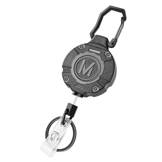 1 Pack Heavy Duty Retractable Keychain ID Badge Reels Retractable Carabiner Badge Holder with 31.5” Steel Cord, 9.0 oz
