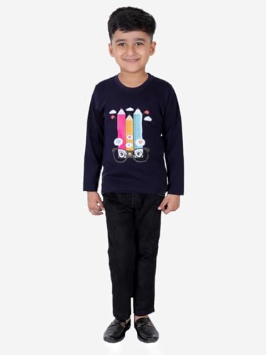 Image of superminis Boy's /Girls Cotton Round Neck Full Sleeves Regular Fit T Shirts With Trendy And Fun Prints