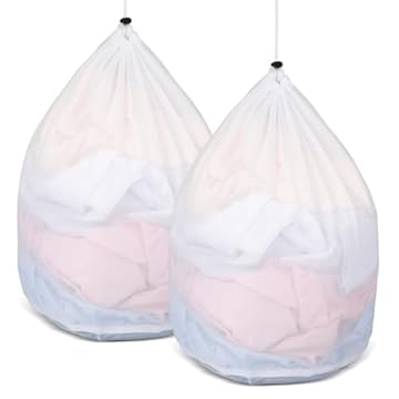 AiQInu 2 Pezzi Retina per Lavatrice, 40 x 30cm Sacchetti Lavatrice Biancheria in Rete, Sacco Biancheria Sporca con Coulisse, Sacchetto Scarpe Lavatrice