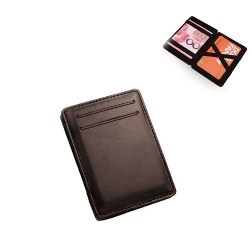 LUCKKY Flip PU Magic Wallet, Card Holder Wallet Wallets for Men, Slim Pocket Wallet Credit Card Holder Thin Mini PU Leather Simple Bifold Folding Wallet (Brown)