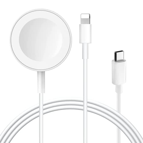 Watch Charger 2 in 1 Type-C Portable Charging Cable Compatible with Apple Watch iwatch Series SE/8/7/6/5/4/3/2/1 and Compatible with iPhone 13/12/11/Pro/Max/X/XR/XS/XS Max&Pad Series (4ft/1.2M)