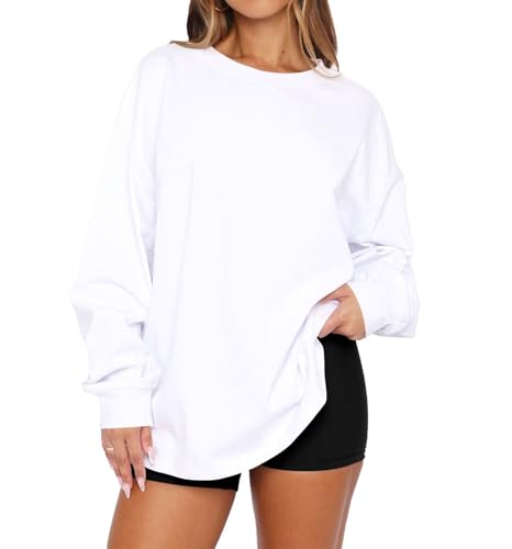 T-shirt manches longues col rond en coupe oversized fluide et style minimaliste Y2K