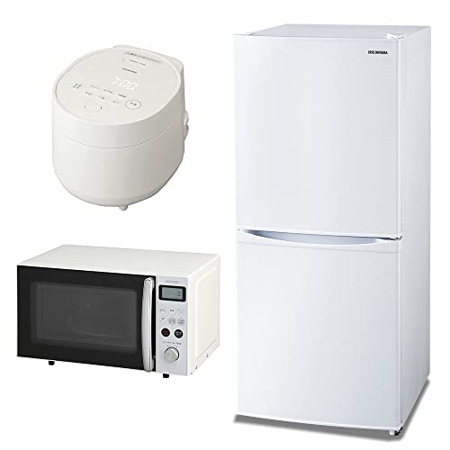 【新生活家電3点セット】 アイリスオーヤマ 冷蔵庫 142L + オーブンレンジ 17L + 炊飯器 3合 ホワイト 【新生活家電3点セット】 アイリスオーヤマ 冷蔵庫 142L + オーブンレンジ 17L + 炊飯器 3合 ホワイト
