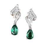 Beydodo Pendientes 750 585 de oro blanco 375 para mujer, pendientes de notas musicales con esmeralda de 2 quilates y diamantes para mujer, pendientes de boda sin níquel, Metal precioso, Diamante