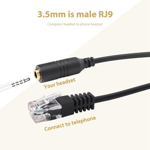 CABLEPELADO Adapterkabel für Telefon RJ9-Stecker auf 3,5-mm-Klinkenstecker, TRRS 3,5-mm-Klinke, RJ9 4P4C, Konverter für Kopfhörer mit Mikrofon für IP-Telefone von Cisco Office (1 x Klinke)