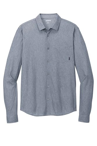 OGIO Unisex Extend Long Sleeve Button Up | Collared Work Shirt for Men & Women, Knitted Polo Shirt