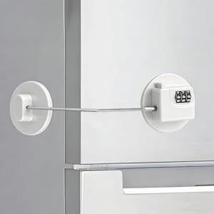 Digital Password Fridge Lock for Child Safety, Oval Adhesive Refrigerator Door Lock with 3-Digit Code, No Drill Cabinet Lock for Freezer, Drawer, Cupboard and Window Security (White)