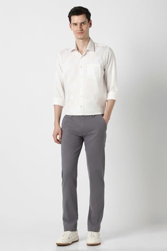 Image of Peter England Men's Slim Fit Mid Rise Formal Stretchable Knit Super Trouser | Comfort Lycra | 360-Degree Stretch