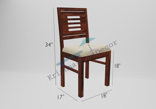 Image of Krishna Wood Decor Wood Round Dining Table 4 Seater with Chair | Dining Table Set | Dining Room Set | Dining Table 4 Seater Round Shape | Dining Room Furniture | Wooden Table | 4 Seater (1)