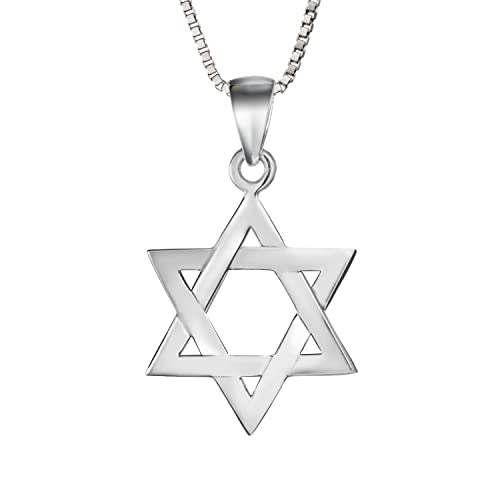 Aloha Jewelry Company Sterling Silver Star of David Necklace Pendant with 18'' Box Chain