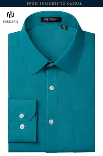 Image of HISDERN Mens Dress Shirts Long Sleeve Button Down Casual Shirts for Men Inner Contrast Formal Business Tuxedo Wedding Shirt