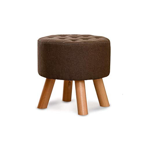 Silla de asiento grande y reposapiés cambiador de zapatos marrón con patas de madera 2