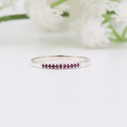 Bague stacking rubis en argent sterling 925 avec finition miroir